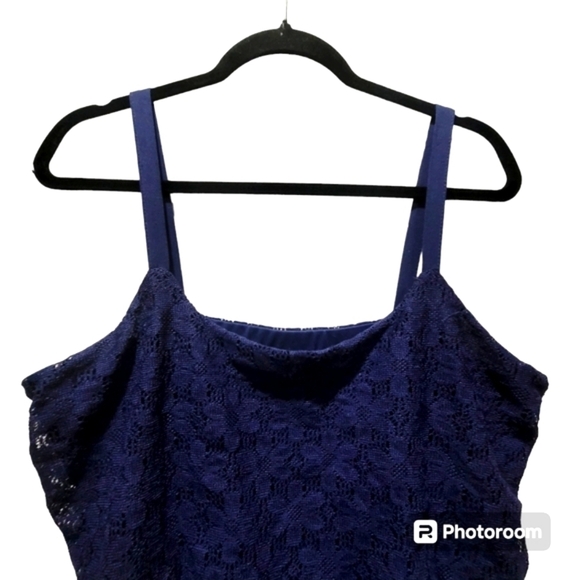 Size 16/18 Blue Lace Floral Spaghetti Strap Maxi Dress Party Casual VCAY - Picture 4 of 6